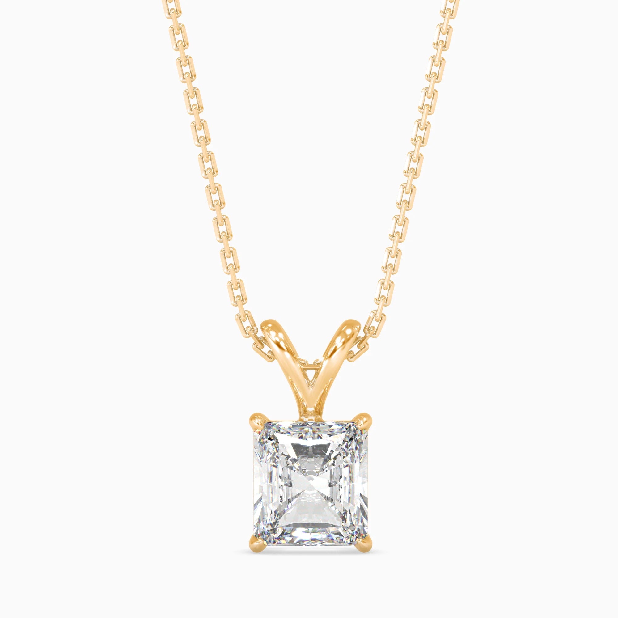 Radiant Cut Lab-Grown Diamond Solitaire Pendant in Yellow Gold