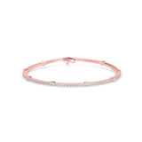 Round Brilliant Cut Lab-Grown Diamond Accented Tennis Bracelet in Rose Gold