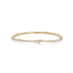 Round Brilliant Cut Lab-Grown Diamond Accented Tennis Bracelet in Yellow Gold