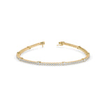 Round Brilliant Cut Lab-Grown Diamond Accented Tennis Bracelet in Yellow Gold