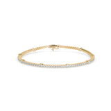 Round Brilliant Cut Lab-Grown Diamond Accented Tennis Bracelet in Yellow Gold