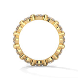 Round Brilliant Cut Lab-Grown Diamond Alternating Size Full Eternity Ring in Yellow Gold