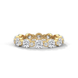 Round Brilliant Cut Lab-Grown Diamond Alternating Size Full Eternity Ring in Yellow Gold