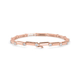 Round Brilliant Cut Lab-Grown Diamond Bar Link Tennis Bracelet in Rose Gold