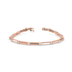 Round Brilliant Cut Lab-Grown Diamond Bar Link Tennis Bracelet in Rose Gold