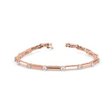 Round Brilliant Cut Lab-Grown Diamond Bar Link Tennis Bracelet in Rose Gold
