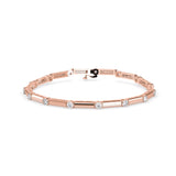 Round Brilliant Cut Lab-Grown Diamond Bar Link Tennis Bracelet in Rose Gold
