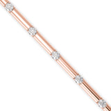 Round Brilliant Cut Lab-Grown Diamond Bar Link Tennis Bracelet in Rose Gold