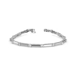 Round Brilliant Cut Lab-Grown Diamond Bar Link Tennis Bracelet in White Gold