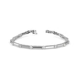 Round Brilliant Cut Lab-Grown Diamond Bar Link Tennis Bracelet in White Gold