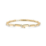 Round Brilliant Cut Lab-Grown Diamond Bar Link Tennis Bracelet in Yellow Gold