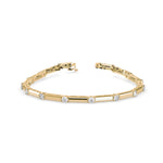 Round Brilliant Cut Lab-Grown Diamond Bar Link Tennis Bracelet in Yellow Gold