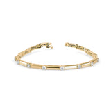 Round Brilliant Cut Lab-Grown Diamond Bar Link Tennis Bracelet in Yellow Gold