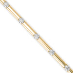 Round Brilliant Cut Lab-Grown Diamond Bar Link Tennis Bracelet in Yellow Gold