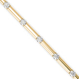 Round Brilliant Cut Lab-Grown Diamond Bar Link Tennis Bracelet in Yellow Gold