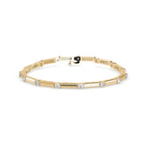 Round Brilliant Cut Lab-Grown Diamond Bar Link Tennis Bracelet in Yellow Gold