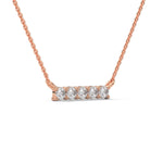 Round Brilliant Cut Lab-Grown Diamond Bar Pendant in Rose Gold