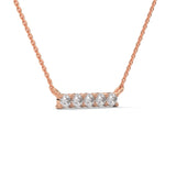 Round Brilliant Cut Lab-Grown Diamond Bar Pendant in Rose Gold
