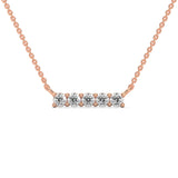 Round Brilliant Cut Lab-Grown Diamond Bar Pendant in Rose Gold