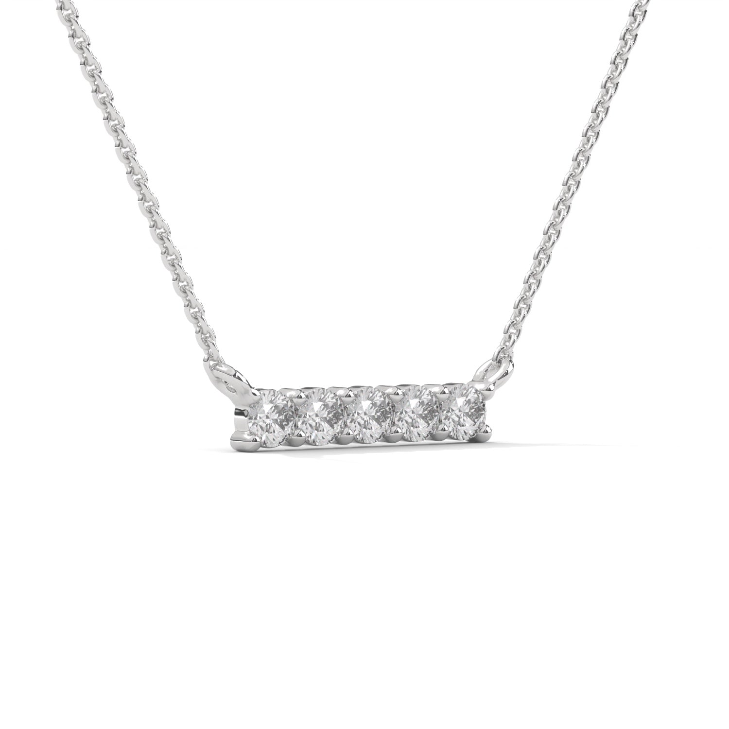Round Brilliant Cut Lab-Grown Diamond Bar Pendant in White Gold