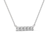 Round Brilliant Cut Lab-Grown Diamond Bar Pendant in White Gold