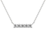 Round Brilliant Cut Lab-Grown Diamond Bar Pendant in White Gold