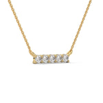 Round Brilliant Cut Lab-Grown Diamond Bar Pendant in Yellow Gold