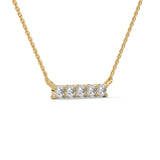 Round Brilliant Cut Lab-Grown Diamond Bar Pendant in Yellow Gold