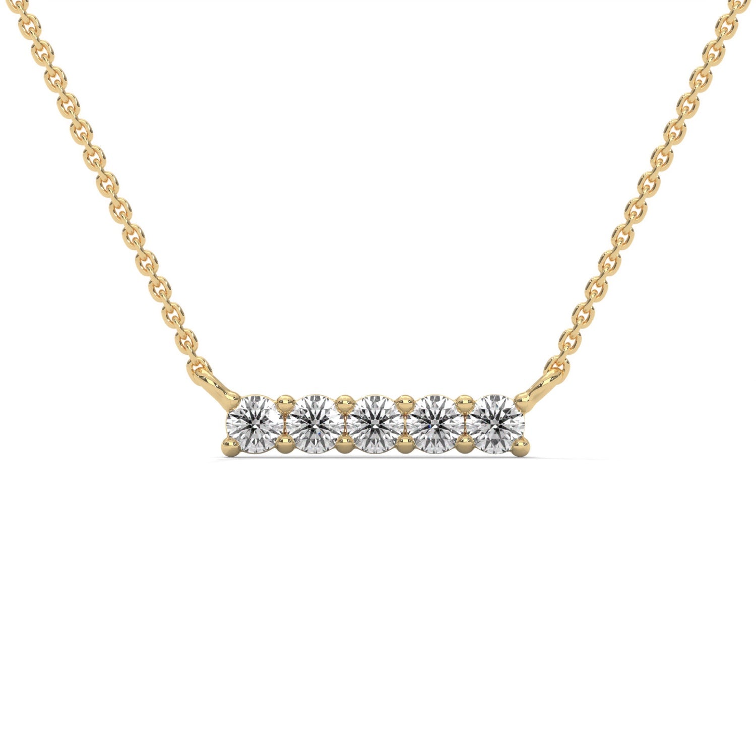 Round Brilliant Cut Lab-Grown Diamond Bar Pendant in Yellow Gold