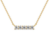 Round Brilliant Cut Lab-Grown Diamond Bar Pendant in Yellow Gold