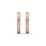 Round Brilliant Cut Lab-Grown Diamond Bar Set Huggie Hoop Earrings in Rose Gold