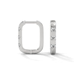 Round Brilliant Cut Lab-Grown Diamond Bar Set Huggie Hoop Earrings in White Gold