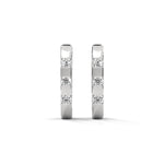 Round Brilliant Cut Lab-Grown Diamond Bar Set Huggie Hoop Earrings in White Gold