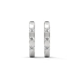 Round Brilliant Cut Lab-Grown Diamond Bar Set Huggie Hoop Earrings in White Gold