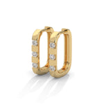 Round Brilliant Cut Lab-Grown Diamond Bar Set Huggie Hoop Earrings in Yellow Gold