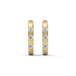 Round Brilliant Cut Lab-Grown Diamond Bar Set Huggie Hoop Earrings in Yellow Gold