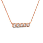 Round Brilliant Cut Lab-Grown Diamond Bezel Bar Pendant in Rose Gold
