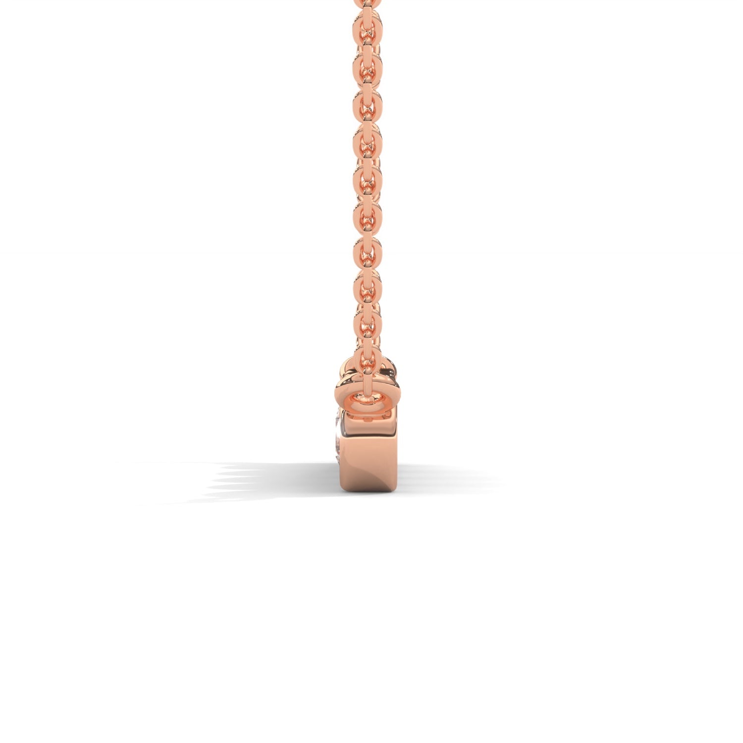 Round Brilliant Cut Lab-Grown Diamond Bezel Bar Pendant in Rose Gold