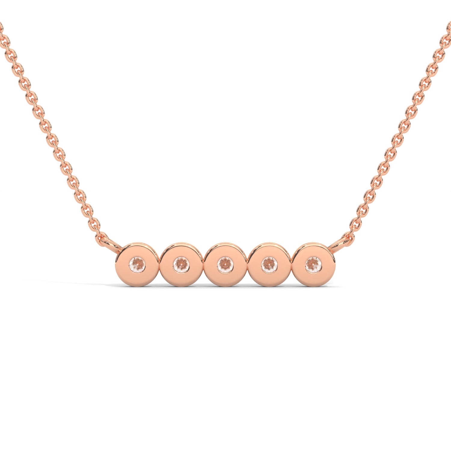 Round Brilliant Cut Lab-Grown Diamond Bezel Bar Pendant in Rose Gold