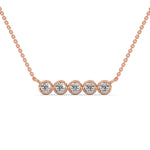 Round Brilliant Cut Lab-Grown Diamond Bezel Bar Pendant in Rose Gold