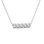 Round Brilliant Cut Lab-Grown Diamond Bezel Bar Pendant in White Gold