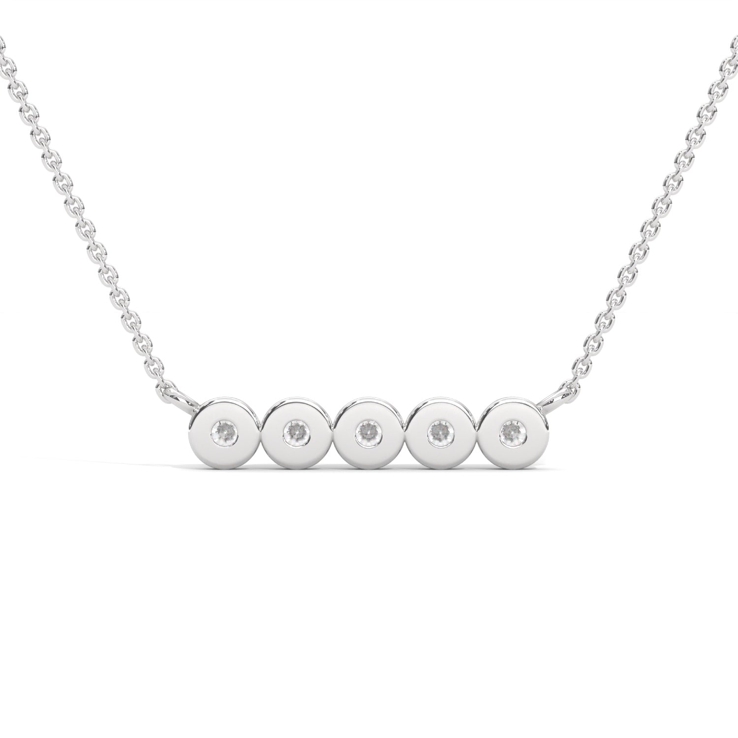Round Brilliant Cut Lab-Grown Diamond Bezel Bar Pendant in White Gold