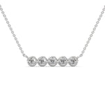 Round Brilliant Cut Lab-Grown Diamond Bezel Bar Pendant in White Gold