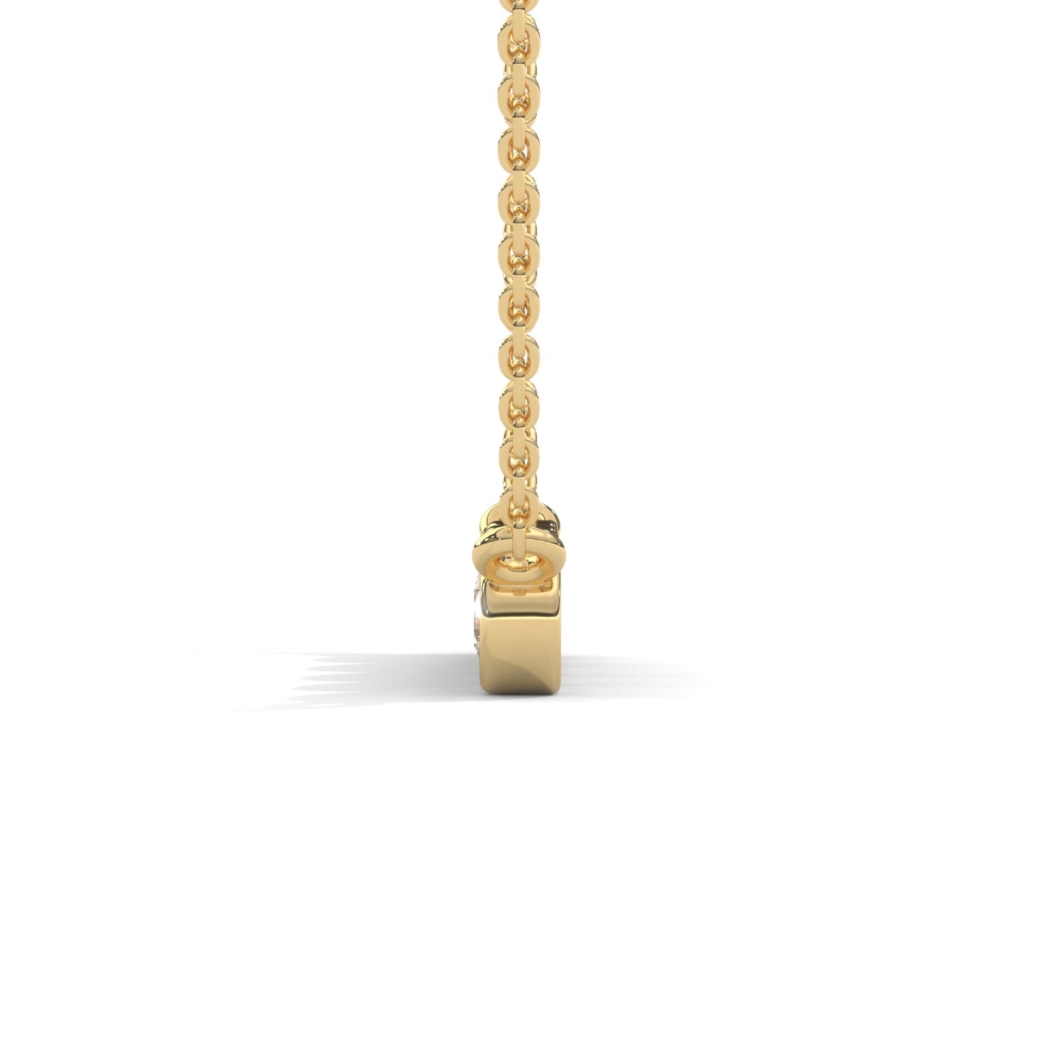 Round Brilliant Cut Lab-Grown Diamond Bezel Bar Pendant in Yellow Gold