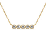 Round Brilliant Cut Lab-Grown Diamond Bezel Bar Pendant in Yellow Gold
