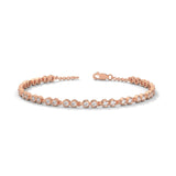 Round Brilliant Cut Lab-Grown Diamond Bezel Chain Tennis Bracelet in Rose Gold