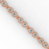 Round Brilliant Cut Lab-Grown Diamond Bezel Chain Tennis Bracelet in Rose Gold