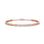 Round Brilliant Cut Lab-Grown Diamond Bezel Chain Tennis Bracelet in Rose Gold
