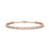 Round Brilliant Cut Lab-Grown Diamond Bezel Chain Tennis Bracelet in Rose Gold