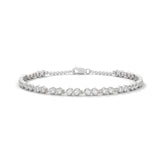 Round Brilliant Cut Lab-Grown Diamond Bezel Chain Tennis Bracelet in White Gold
